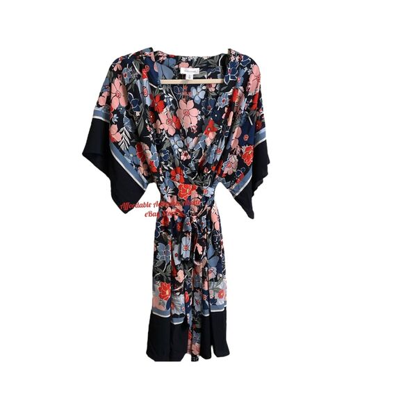 Motherhood Maternity Kimono Wrap Style Dress -Large Boxy Relaxed Fit Adjustable - Picture 3 of 11